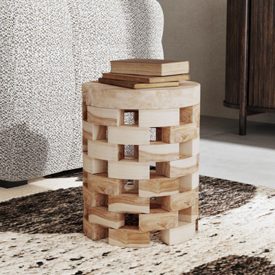 Dacosta Teak Wood Round Accent Table