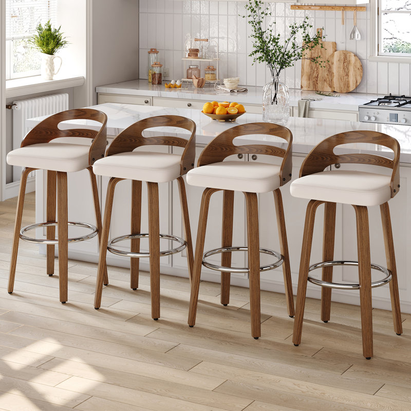 Tabourets de bar pivotants rembourrés Mahtab, Tabouret (assise à une hauteur de 30,31 po), Beige