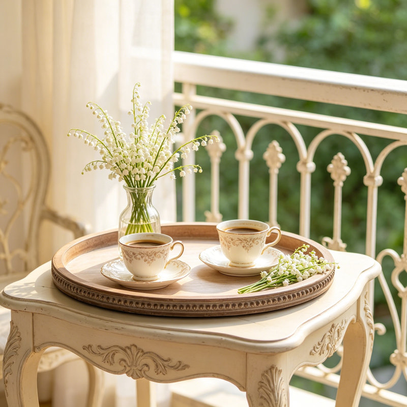 Large Round Decorative Tray: Farmhouse Wood Beaded Coffee Table Tray For Living Room, Ottoman, Countertop, And Home Decor