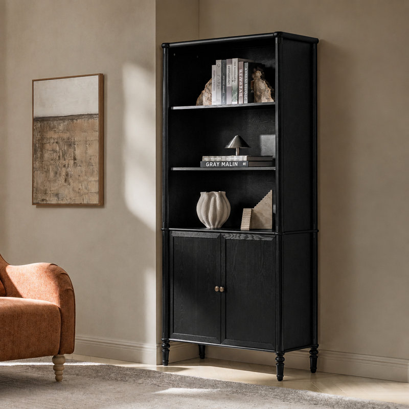 Bibliothèque en bois massif Hoai Derk, Black