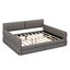 Grand lit plateforme tapissier avec ports de chargement USB, 2 tiroirs, revêtement en laine d'agneau-1121677772