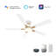 Ventilateur de plafond intelligent encastré de 132 cm avec éclairage, moteur CC silencieux à 10 vitesses