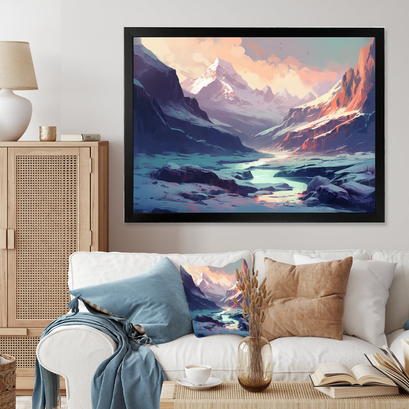 Frozen Mountain Range II - impression, Cadre simple noir, H 12 po x l 20 po x P 1 po