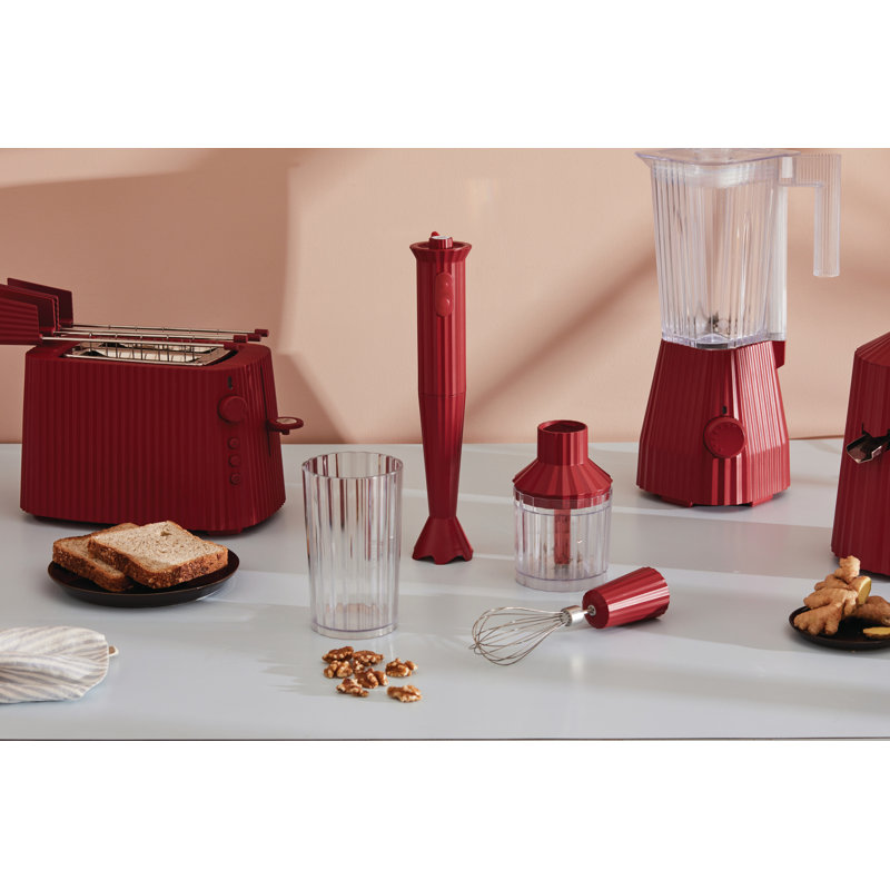 Alessi Plissé 2 Speed Hand Immersion Blender, Red