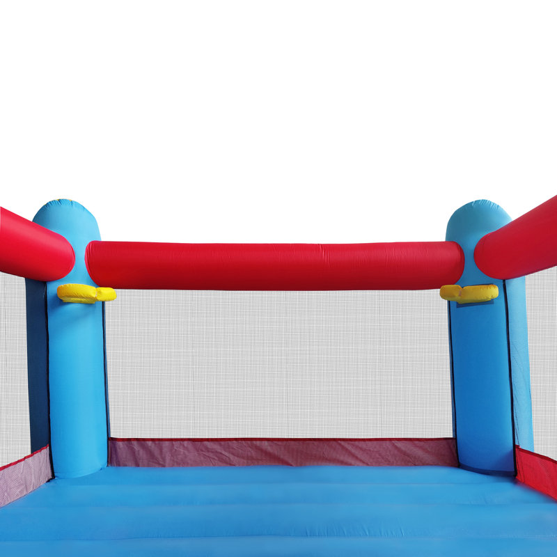 Enormous Red and Blue Inflatable Bounce House with Double Basketball Hoops