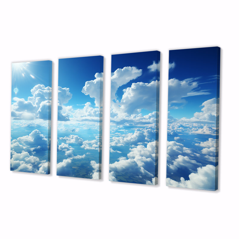 Calm Sky Embrace I - Sky, ensemble d'art mural 4 pièces, H 28 po x l 48 po