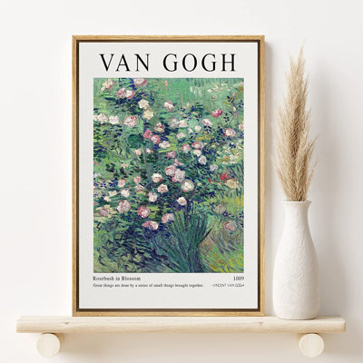 Rosebush In Blossom Botanical by Vincent Van Gogh - Floater Frame Print on Canvas