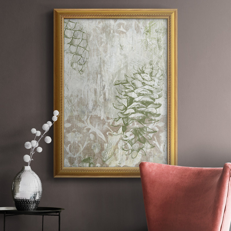 Pinecone Fresco II, toile encadrée de qualité supérieure - prête à être accrochée, H 20 po x l 16 po x P 2,5 po