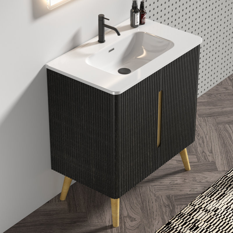 Rangement de salle de bain luxueux en céramique et en MDF, esthétique moderne et élégante