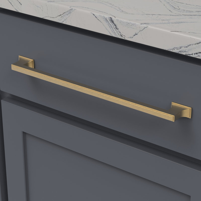 Brownstone Collection Handle Pull - Cabinet Pull - Transitional Hardware for Drawers & Cabinets, 12", Brushed Golden Brass