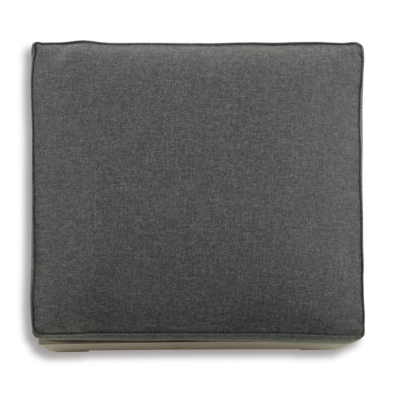 Gray and Beige Transitional Outdoor Ottoman with Cushion