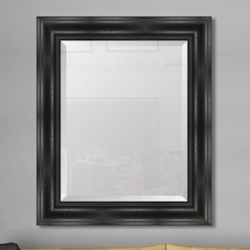Miroir mural à cadre en résine English, H 36,5 po x l 30,5 po, Noir