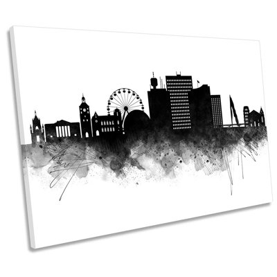 Geneva Abstract City Skyline - Wrapped Canvas Print