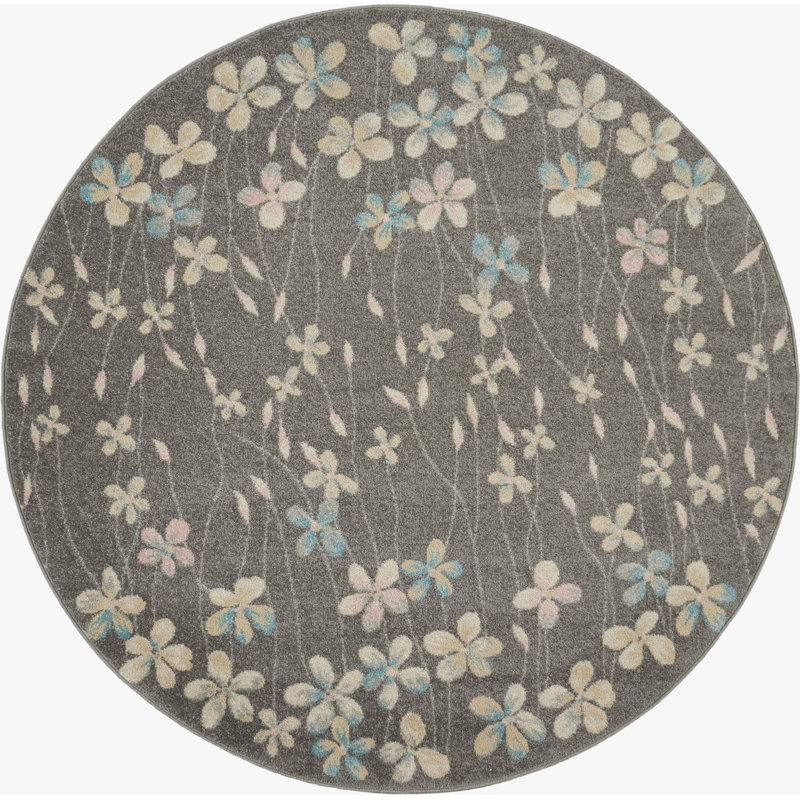 Tapis gris, Rond 5 pi 3 po