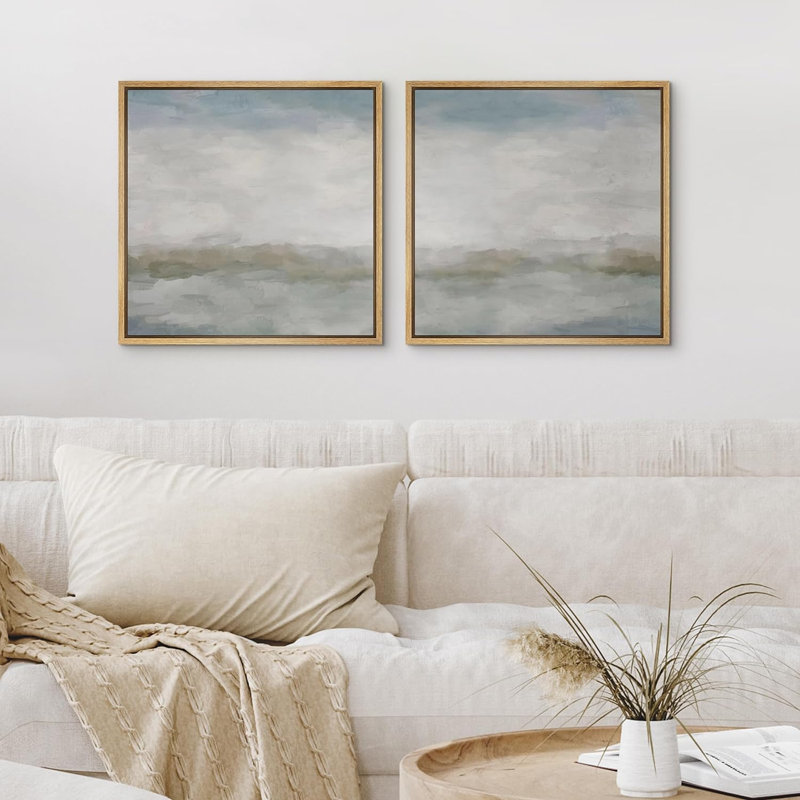 Abstract Landscape " Abstract Landscape Serene Scenery Illustrations Modern Art Minimalist Relax/Calm Decor " 2 - Pieces