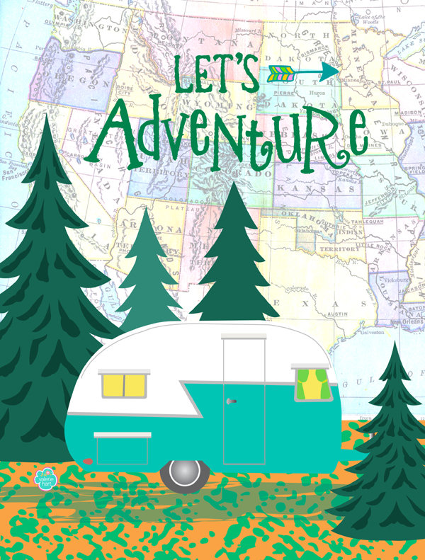 Drapeau de jardin Berwyn Let's Adventure Glamping Trailer, H 15 po x l 11 po