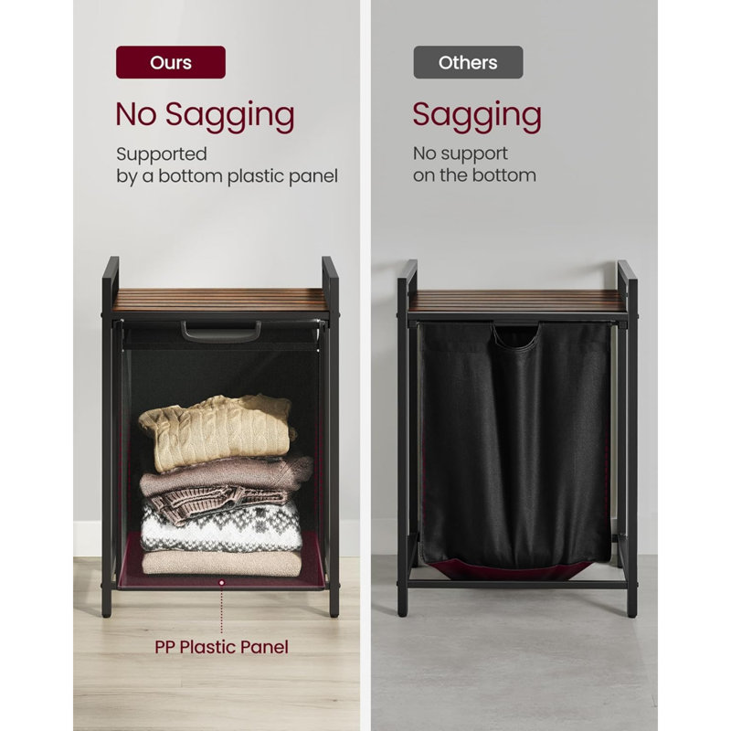 MDF, Steel, Oxford Fabric Laundry Cart, Black/Brown