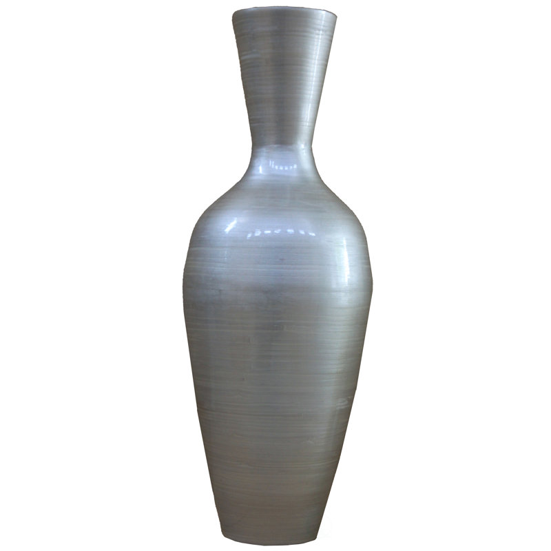 Claxton Handmade Wood Floor Vase, 37" H x 14" W x 14" D, Silver
