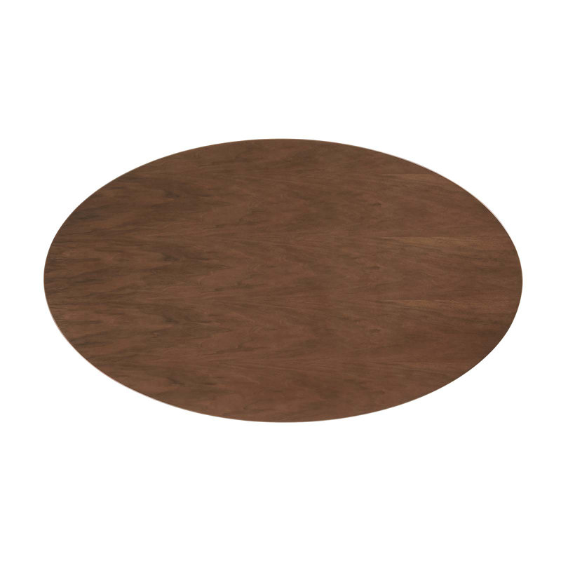 Lippa 60" Walnut Oval Wood Dining Table with White Metal Base