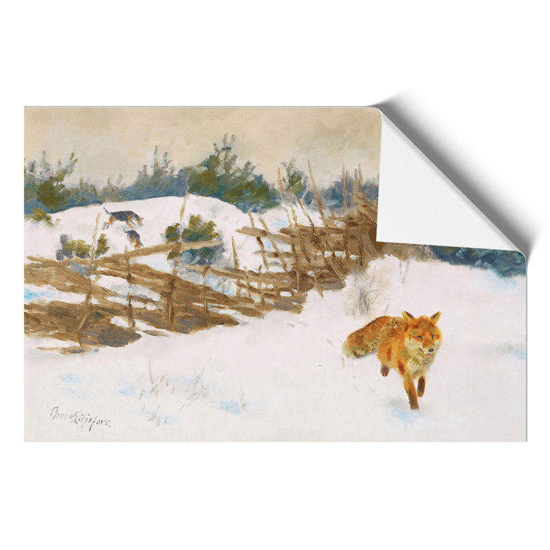 Fox in the Snow by Bruno Liljefors - Frameless Print, 30cm H x 42cm W x 0.1cm D
