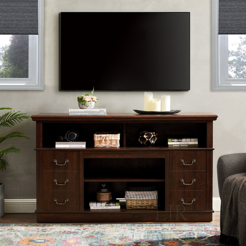 Clevester Storage Credenza, Traditional TV Media Stand, Farmhouse Rustic Entertainment Console, Tv Stand, Espresso