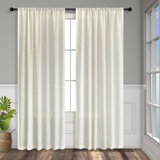 Natural Linen Back Strap Curtains 84" Length for Living Room 2 Panel Pocket Drape Curtains