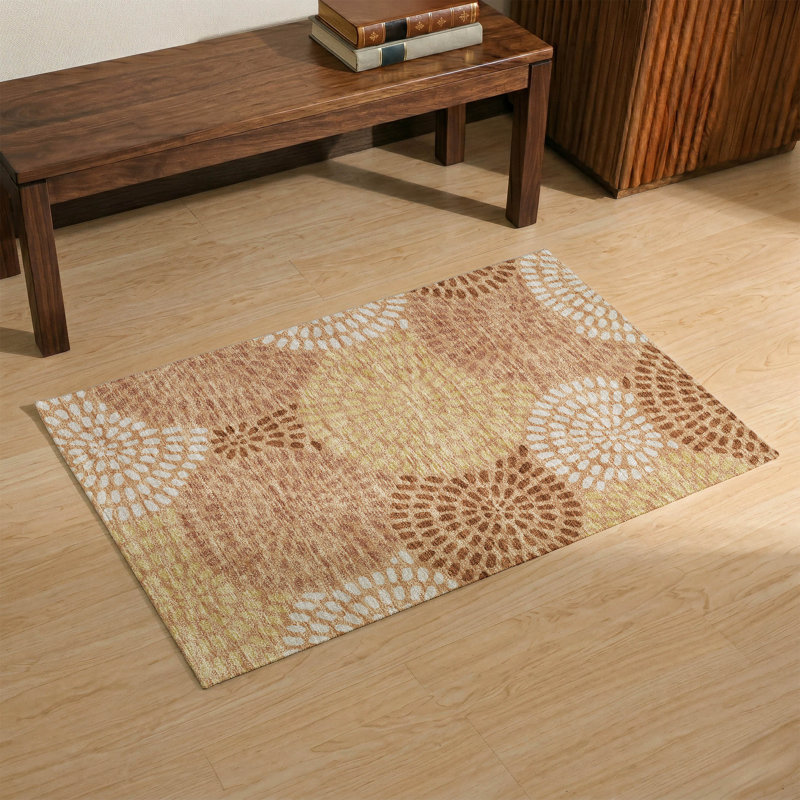 Tapis géométrique lavable à la machine de qualité supérieure Mayfield AMF2492, Copper, 1'8" x 2'6"