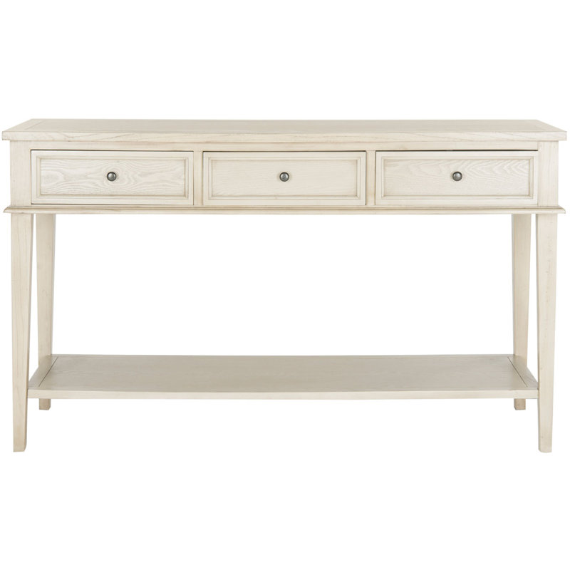 White Elm Wood Hallway Table with Storage Drawers