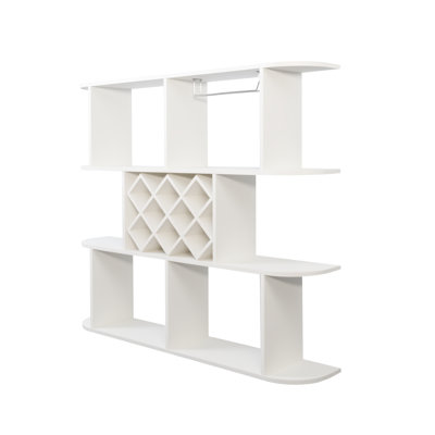 Large Multifunctional 3-Tier Rustic Wall-Mounted Wooden Wine & Glass Storage Rack for Home Bar