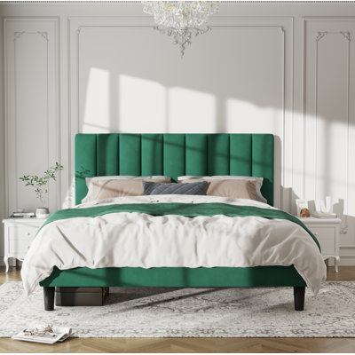 Jerrine Velvet Upholstered Platform Bed