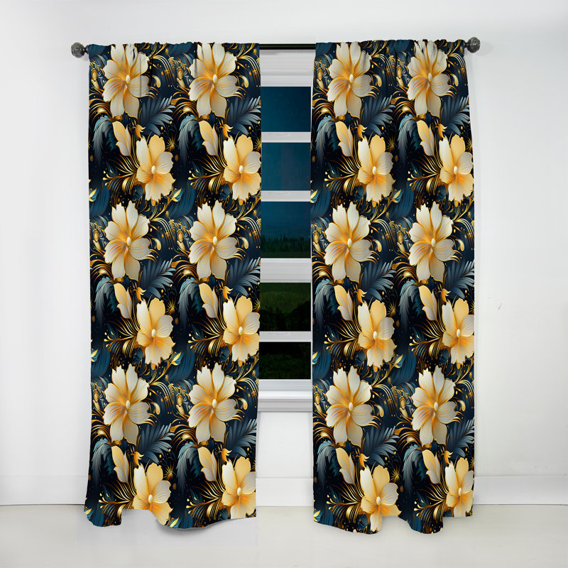 Motif tropical Celestial Tropics - Rideau floral - Rideau floral obscurcissant - 1 panneau, L 52 po x L 108 po