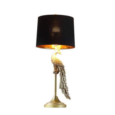Elegant Golden Peacock Polyresin Table Lamp Stylish Home Decor Piece