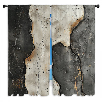 Texture Window Curtains  Abstract Industrial Drapes - 2 Panels