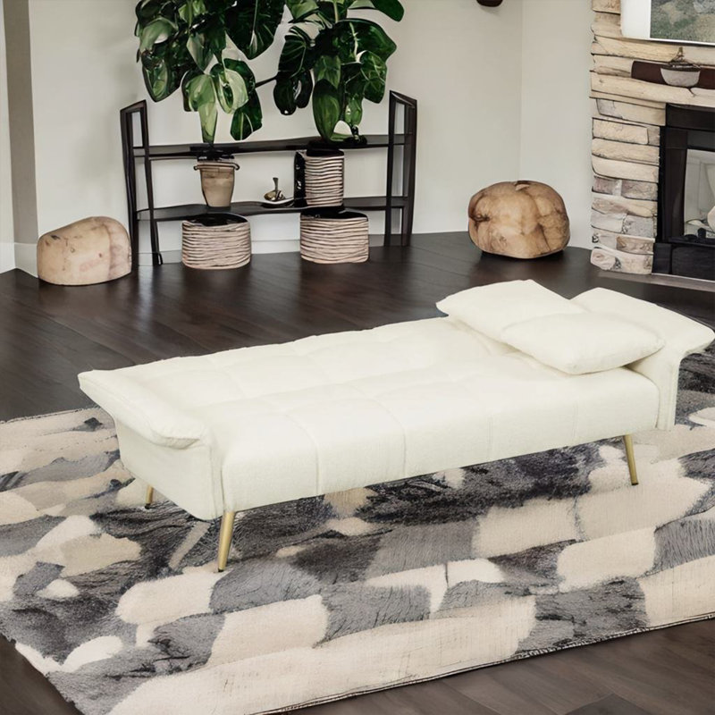 Nirvana 70.1'' Upholstered Convertible Sofa, White Velvet