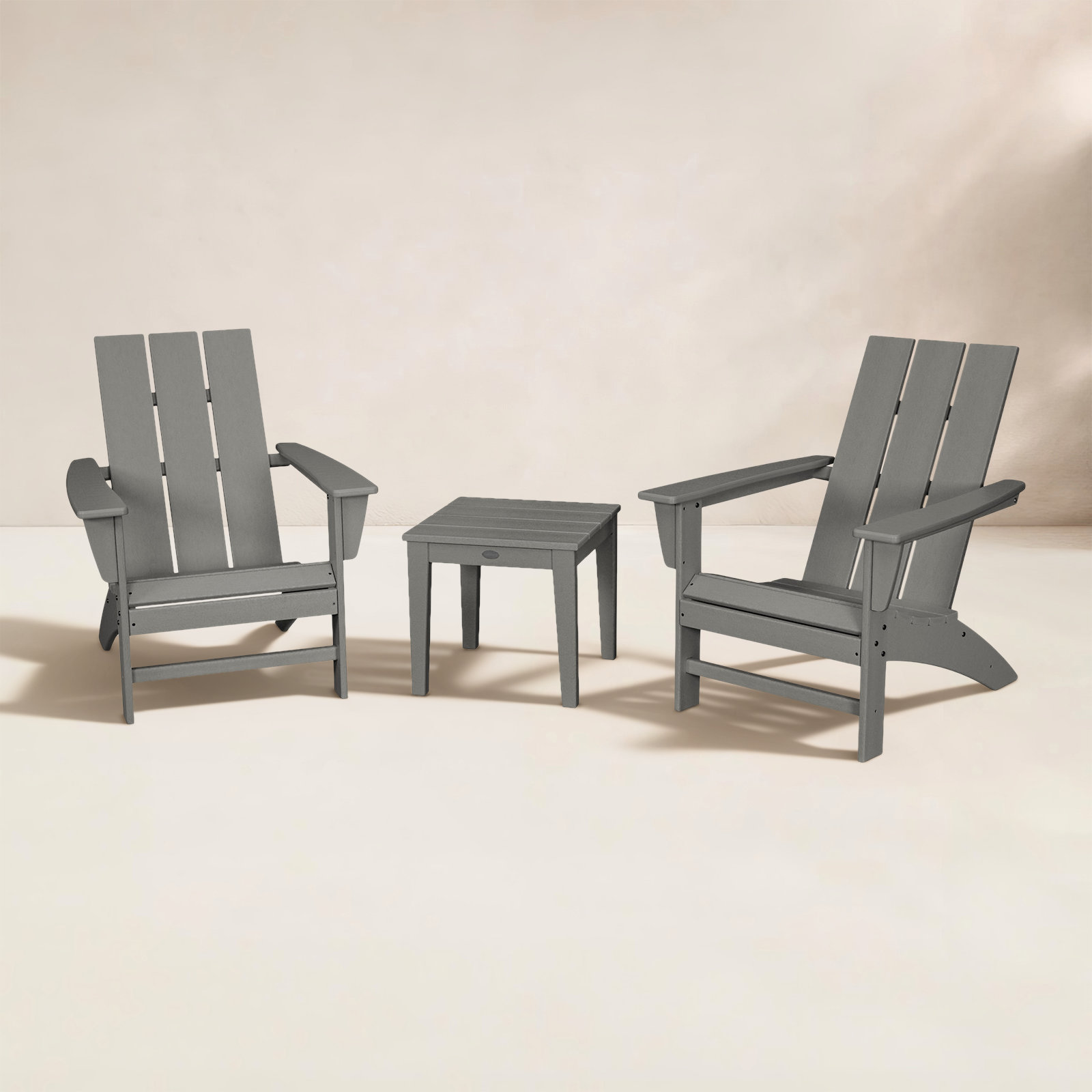 POLYWOOD Modern Adirondack 3-Piece Set, Slate Gray