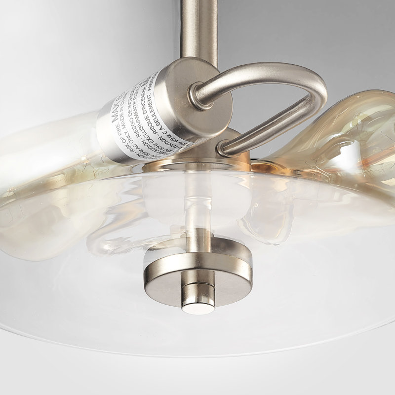 Plafonnier semi-encastré 2 lumières 12 po Komatke, Nickel brossé