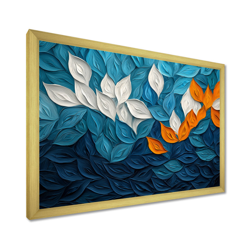 Olaitan - Floral Large Wall Art, H 30 po x l 40 po, Cadre simple, Doré