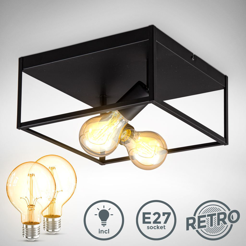 LED-Deckenleuchte 2-flammig Mehul Retro, 29 cm