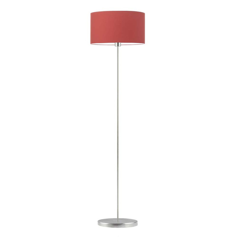 Askel 156cm Traditional Floor Lamp, Brushed Steel, Red