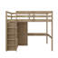 Lit mezzanine double en bois avec garde-robe, bureau, tablettes de rangement et tiroirs-1666404971