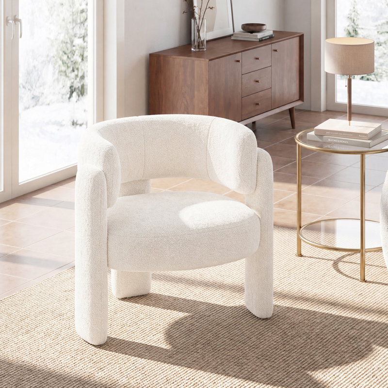 Fauteuil d'appoint demi-tonneau 33 po, Tissu crème