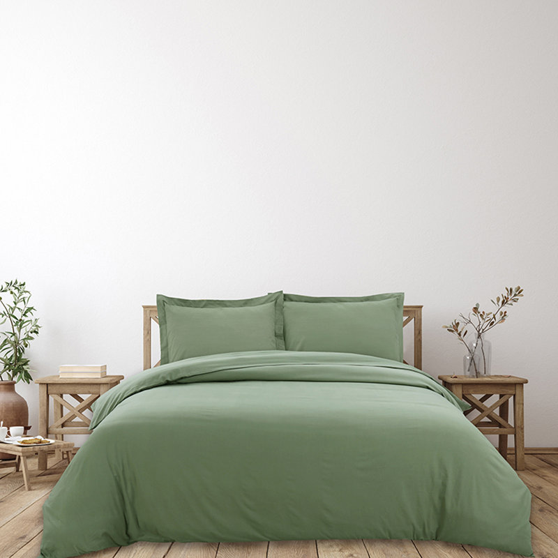 Ensemble de draps en percale de coton 300 Ombre, Ensemble de draps pour grand lit avec 2 taies d'or, Aqua / gris
