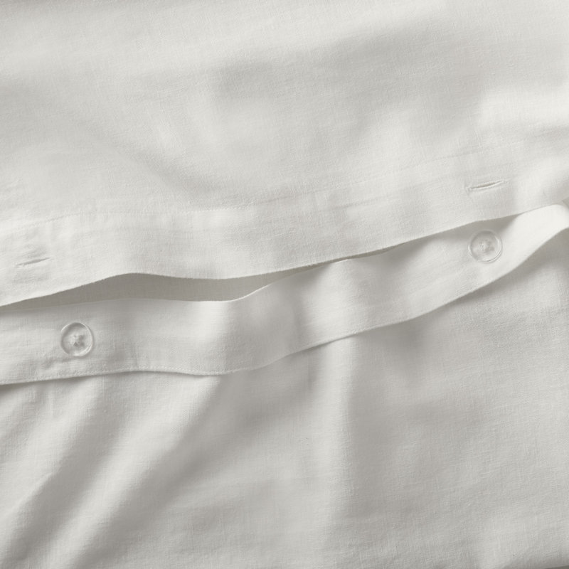 Jeffen Linen Blend Duvet Set, White, King / Cal King Duvet Cover + 2 King Shams