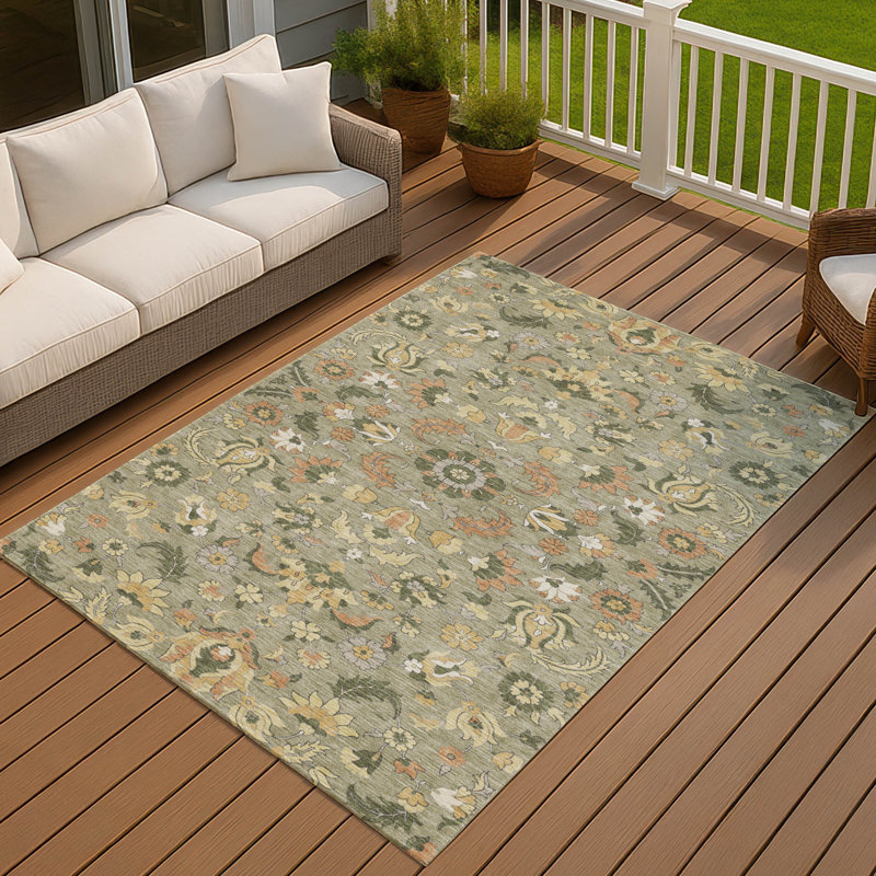 Machine Washable Indoor/Outdoor Chantille ACN2473 Global Rug, Sage, 5' x 7'6"