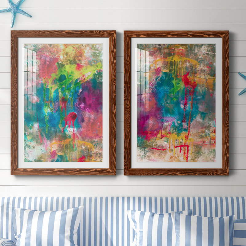 Summer Night I - Ensemble de 2 reproductions d'art, H 44 po x l 31 po x P 1 po, Papier avec cadre érable, Blanc