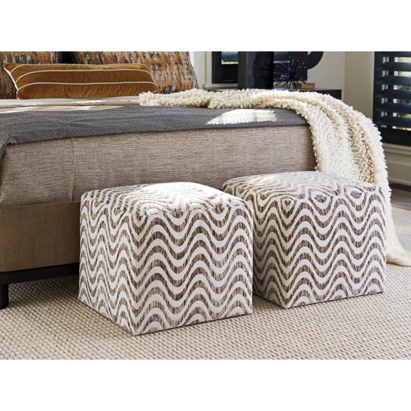 Ocean Breeze Jupiter 20.5" Wide Square Chevron Cube Ottoman