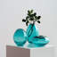Ensemble de 3 vases en verre soufflé à la main Cecile (bleu sarcelle)-1678869672