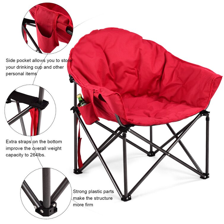 ALPHA CAMP Portable Oversized Camping Chair Padded Moon Saucer Chair Cup  Holder