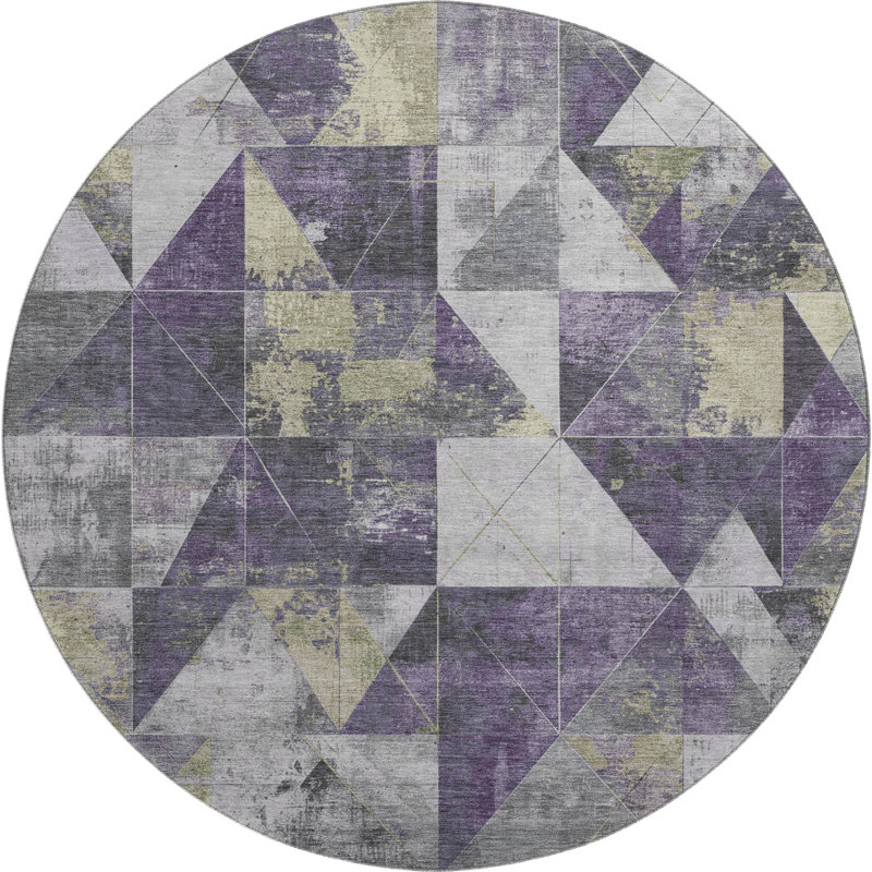 Premium Machine Washable Fairwood AMF1888 Geometric Rug, Round 8'