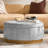Lessman Modern 35"W Solid Wood Full Assembly Cocktail Storage Round Ottoman With Reversible Tray Top-117205057